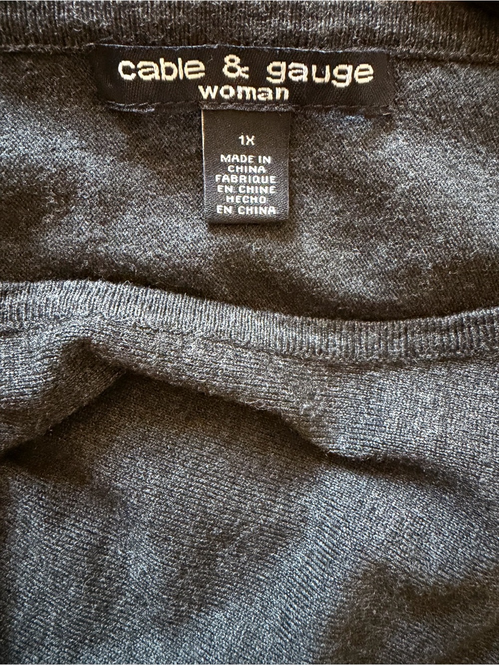 Cable & Gauge Woman Charcoal Gray Embellished Shoulder Sweater EUC 1X - Picture 3 of 14